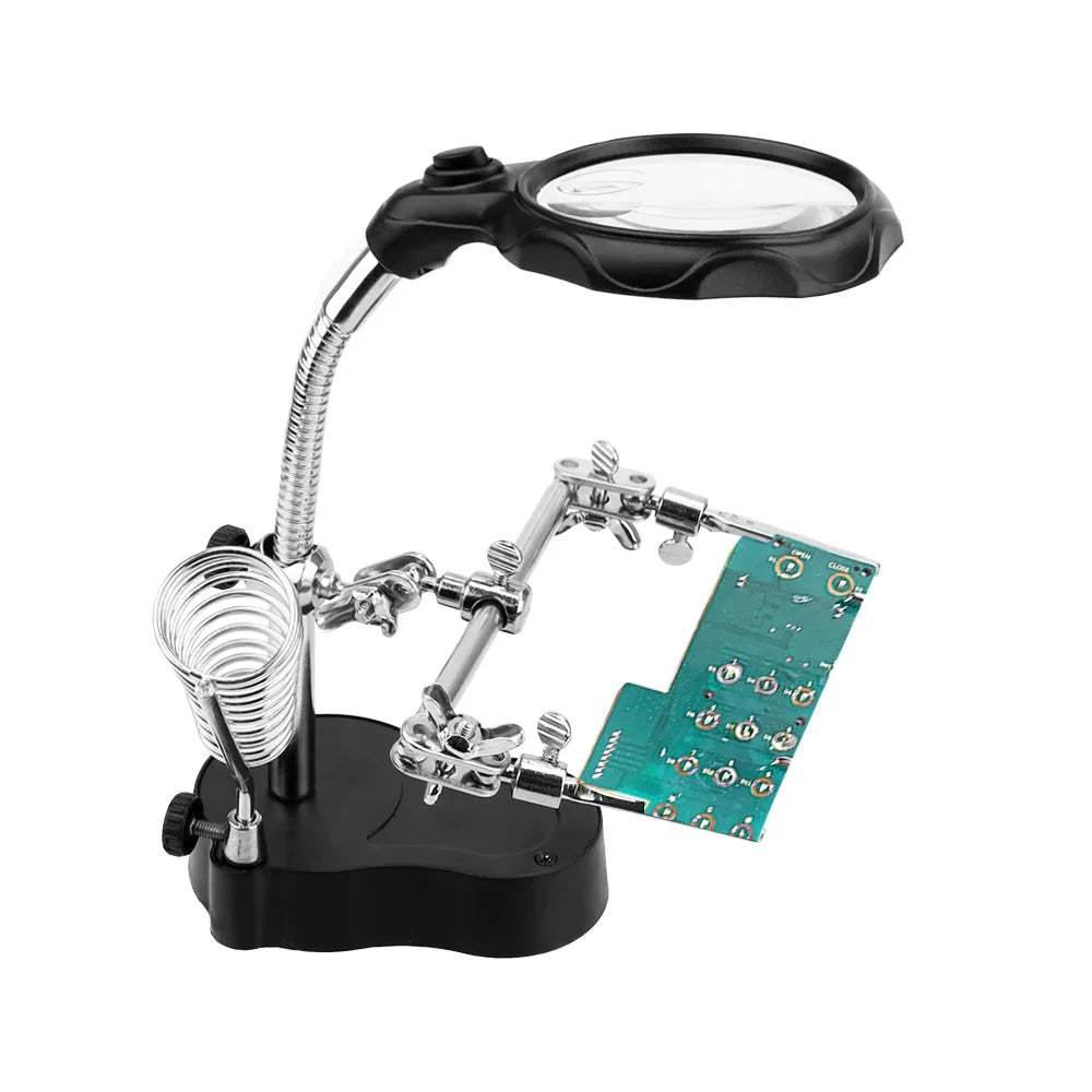 Desktop Soldering Holder Welding Equipment Auxiliary Tool Third Hand Helping Repair Tool Magnifier LED Lighting Soldering Stand.