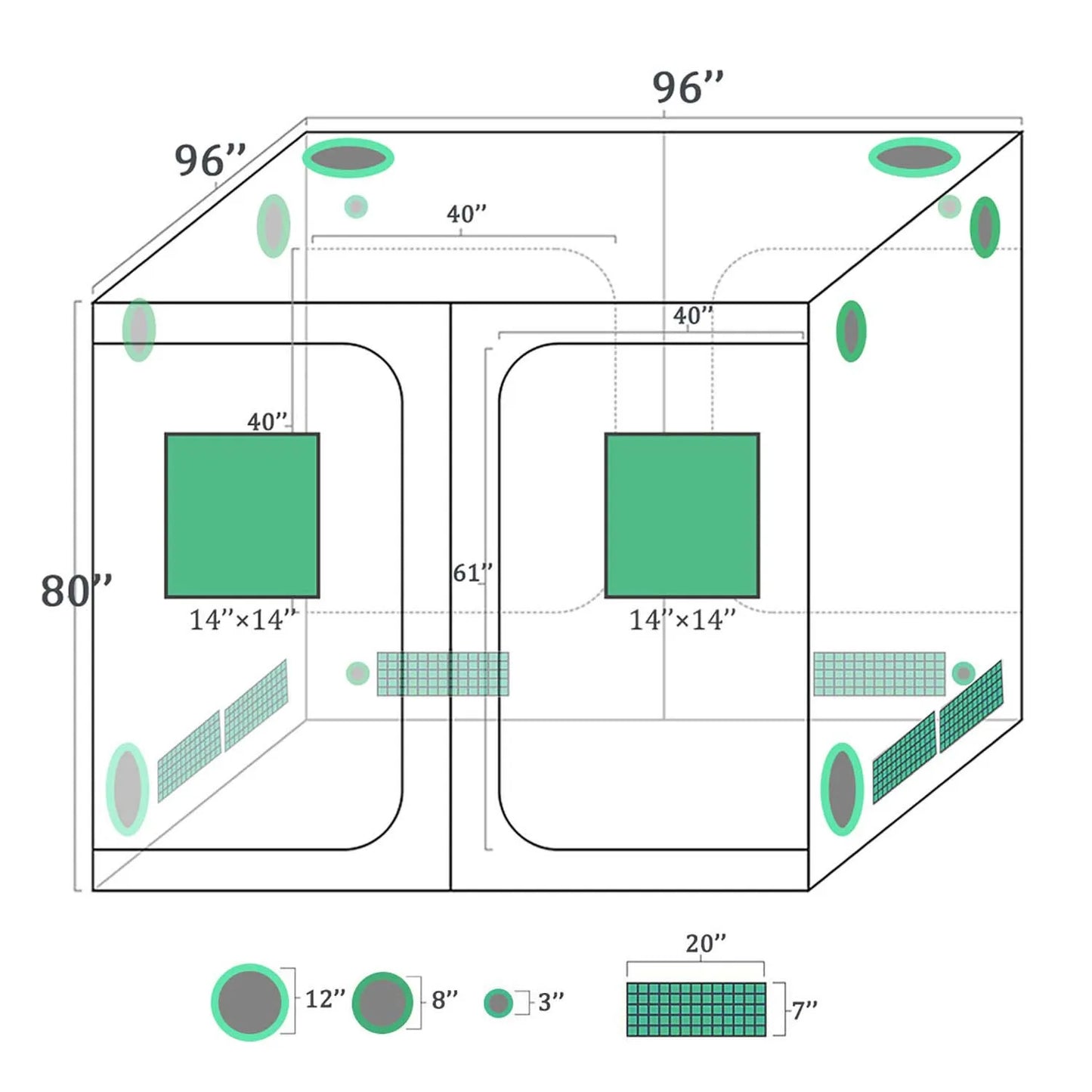 1680D Marshydro Indoor Hydroponics grow tent 240*240*200cm ,Grow kit