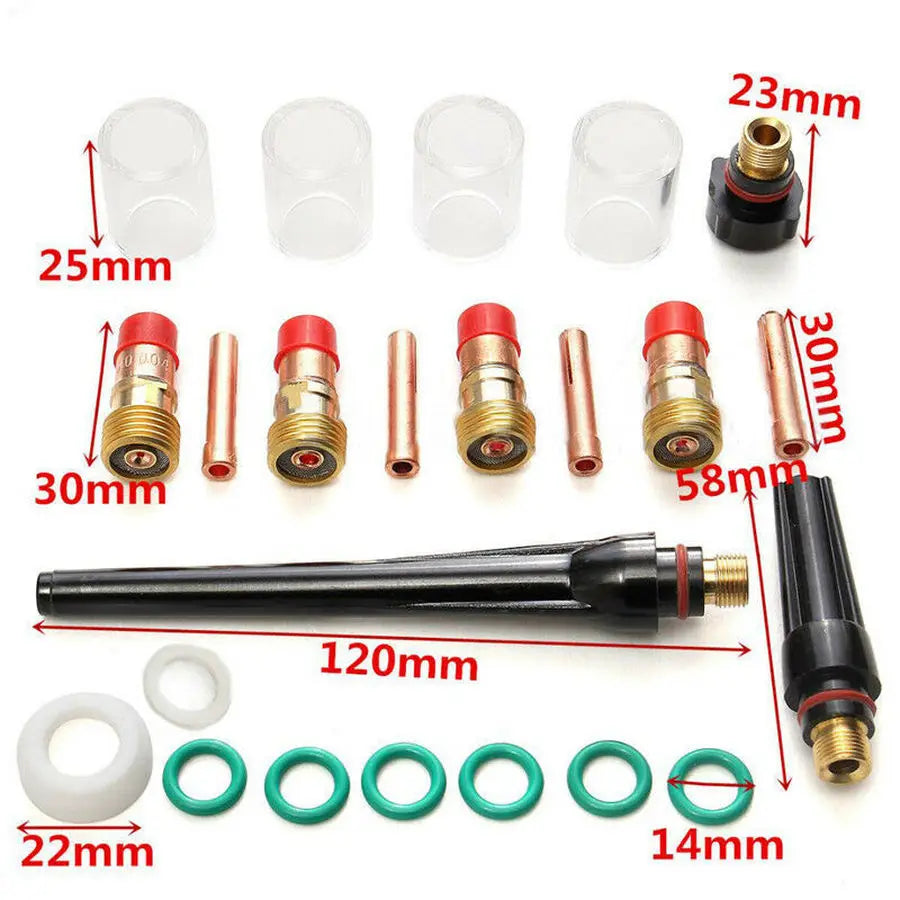 Durable Practical TIG Welding Torch Gun Accessories Stubby Gas Lens Tig #10 Glass Cup Collet Nozzles Set For WP17 WP18 WP26