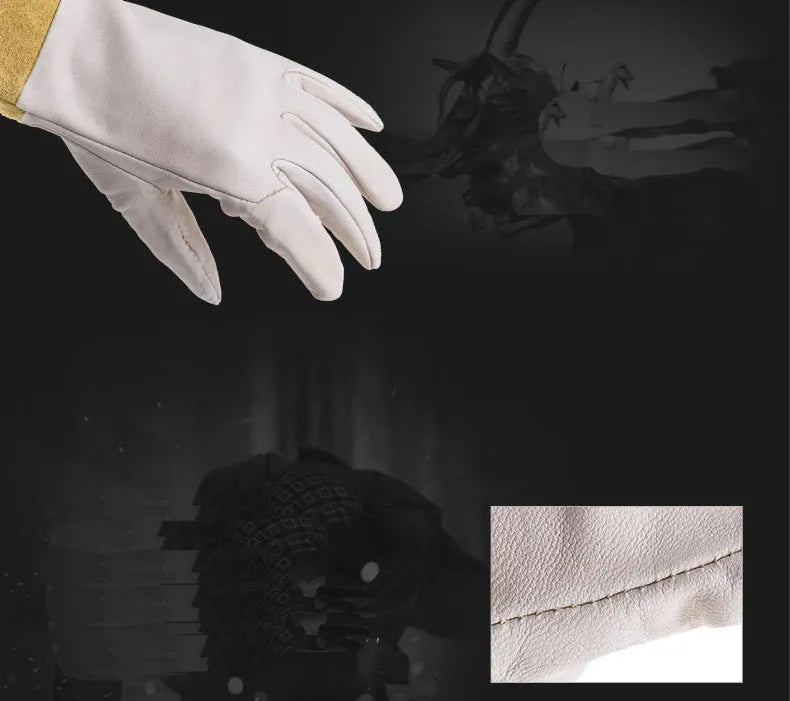 Leather Welding Work Gloves TIG Welder Soft Sensitive 34 cm(13") Goatskin Arc Cowhide Cuff CE High Quality