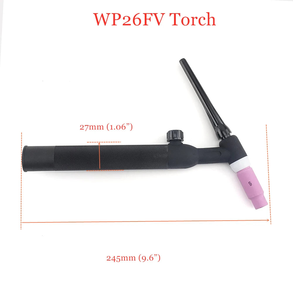 WP26-FV TIG Torch GTAW Gas Tungsten Arc Welding Torch WP26 Argon Air Cooled WP-26 Flexible Neck Gas Valve TIG Welding Torch