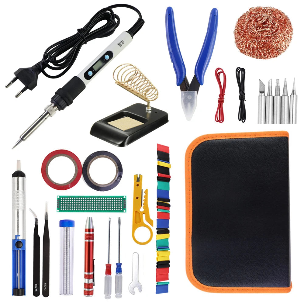 Electric soldering iron Kit Set Adjustable Temperature Digital Display Welding Station Heat Insulation Working Mat Repair Tools