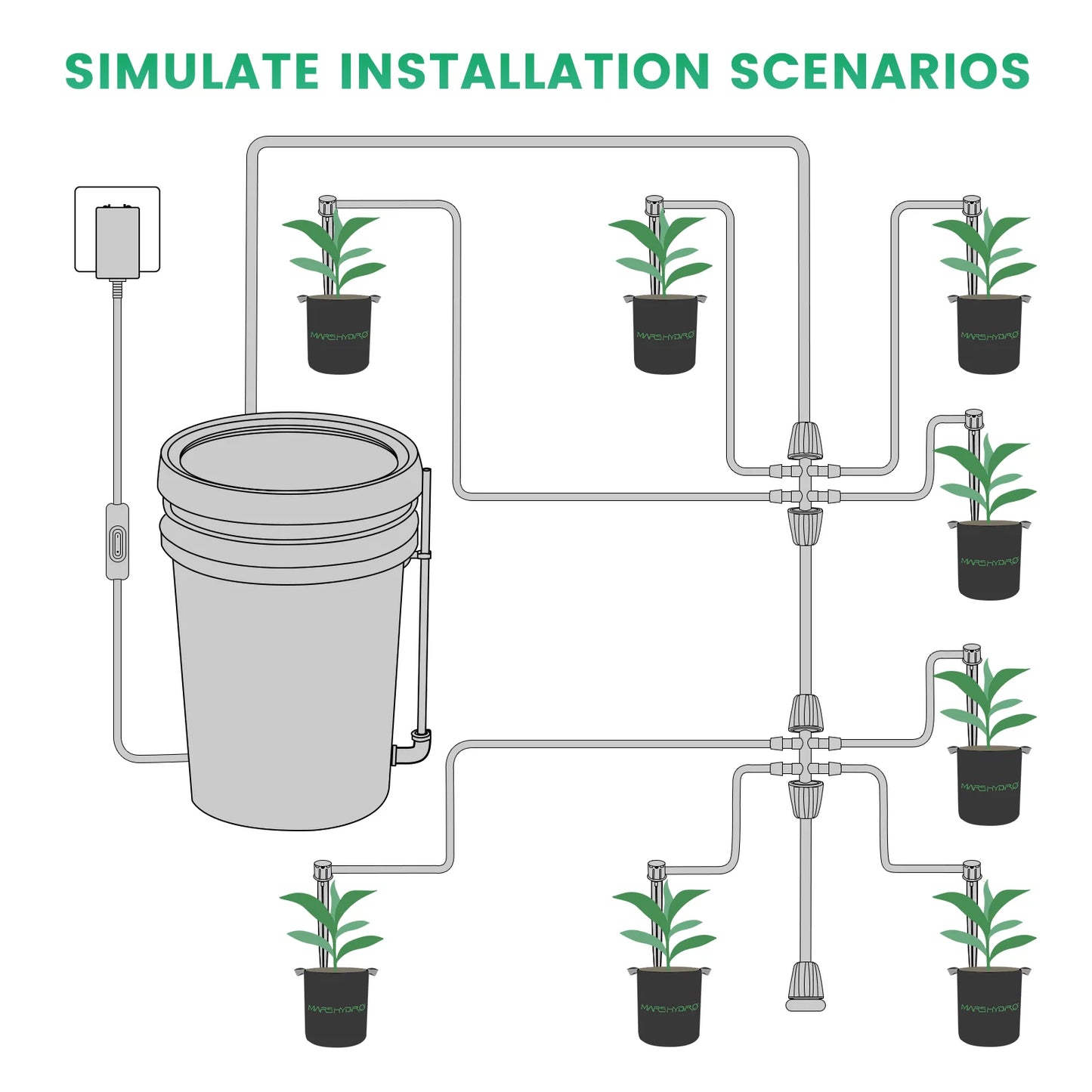 MARS HYDRO Hydroponics Growing System-12 Pods Indoor Watering System Drip Irrigation Kit