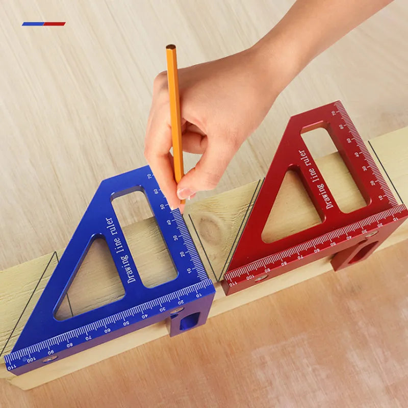 Carpenter Square -Woodworking Square Protractor Aluminum Miter Triangle Ruler 3D Multi Angle 45/90 Degree Layout Measuring Ruler