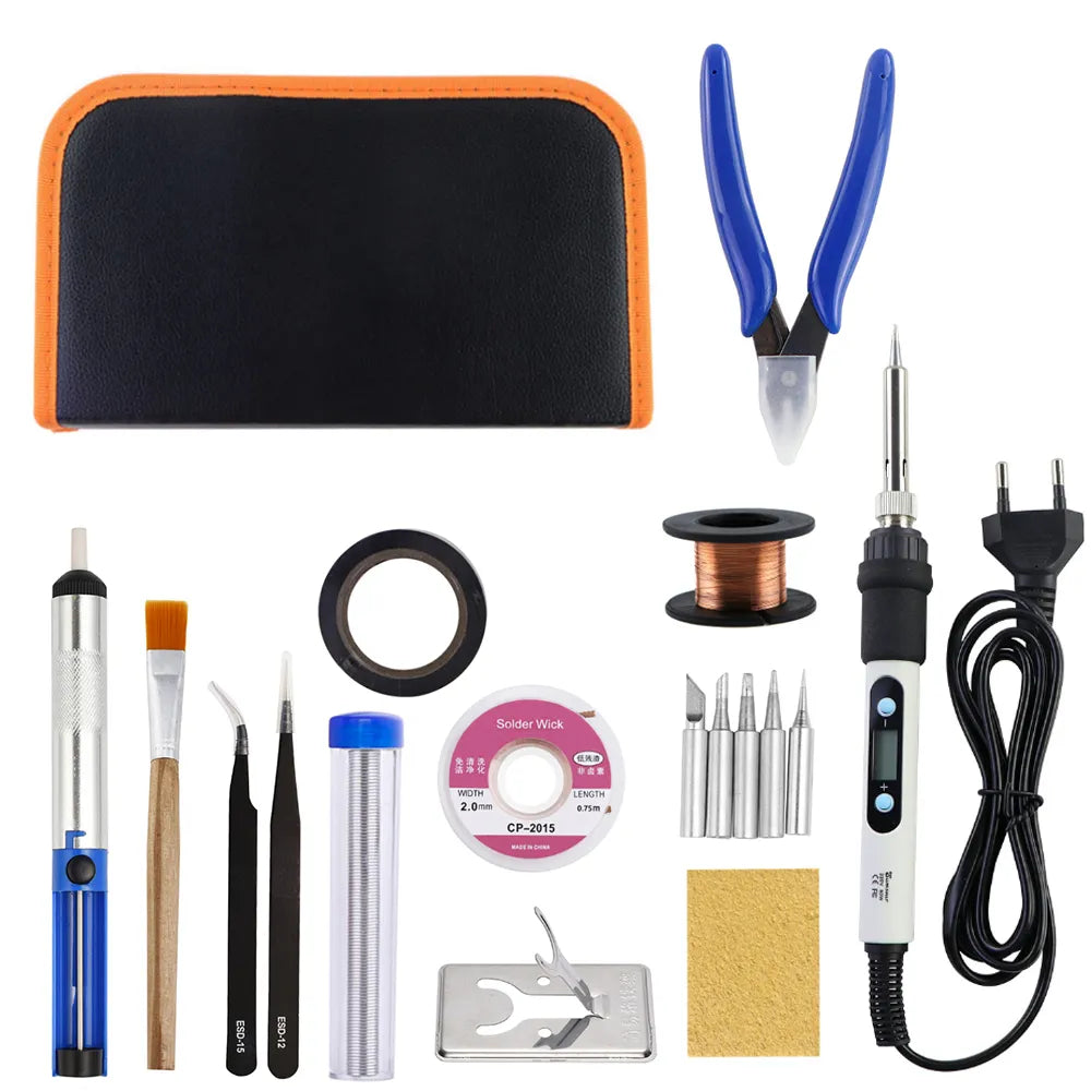 Electric soldering iron Kit Set Adjustable Temperature Digital Display Welding Station Heat Insulation Working Mat Repair Tools