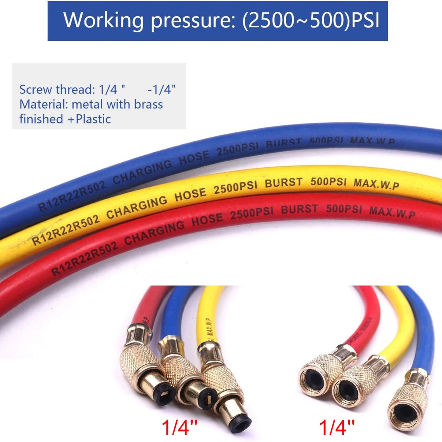 R410A R22 R134a R404A Manifold Gauge Set HVAC A/C Refrigeration Charging Service with Hoses Adjustable Couplers Adapter Can Tap