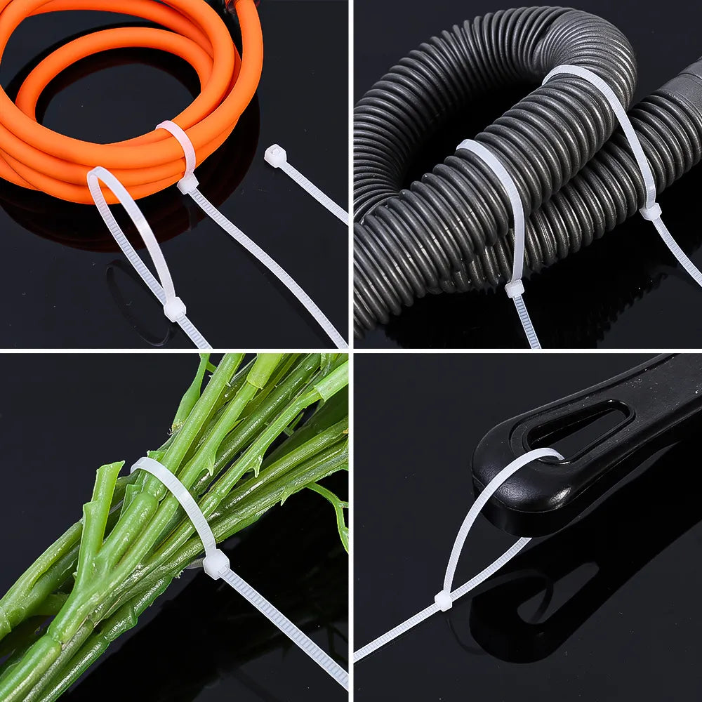 200/100Pcs Nylon Cable Ties Adjustable Self-locking Zip Tie