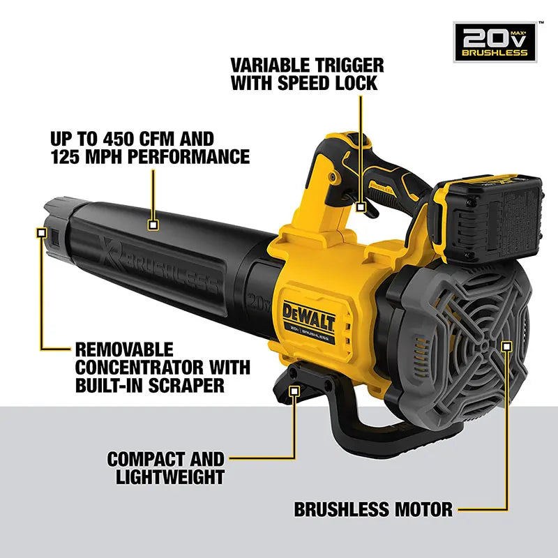 DEWALT DCMBL562N Air Blower 20V Lithium Battery Brushless Upgrade Version Handheld Tree Leaf Blower Tool Only 125-MPH 450-CFM