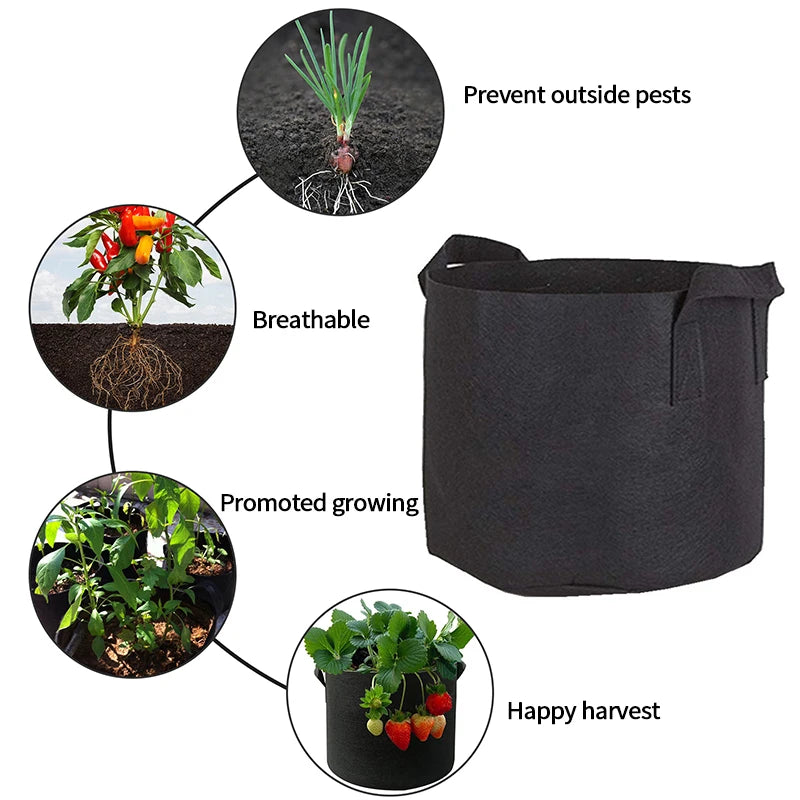 5pcs 3/4/5/7 Gallon Grow Bags Fabric Felt Planter Flower Planting Pots