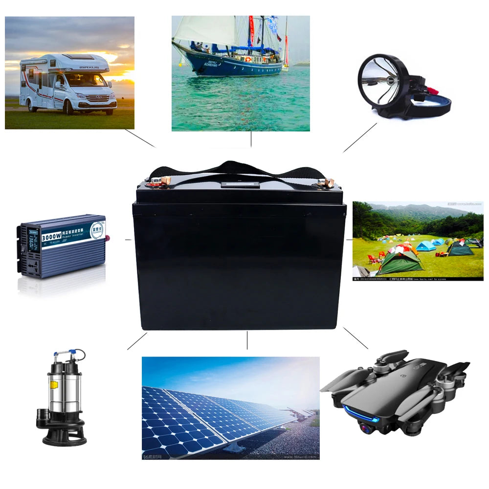 12V LiFePO4 battery  180Ah lithium iron phosphate battery  built-in BMS suitable for camping  RV waterproof golf  electric boat