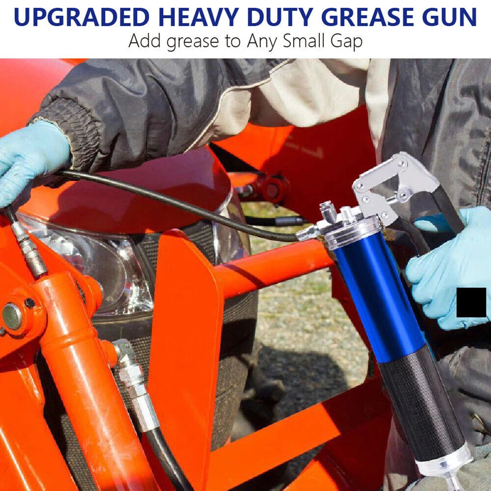 Manual Grip Grease Gun Aluminum Alloy Mini Grease Gun 400CC Handheld Grease Filling 6000-7000PSI with Flexible Hose