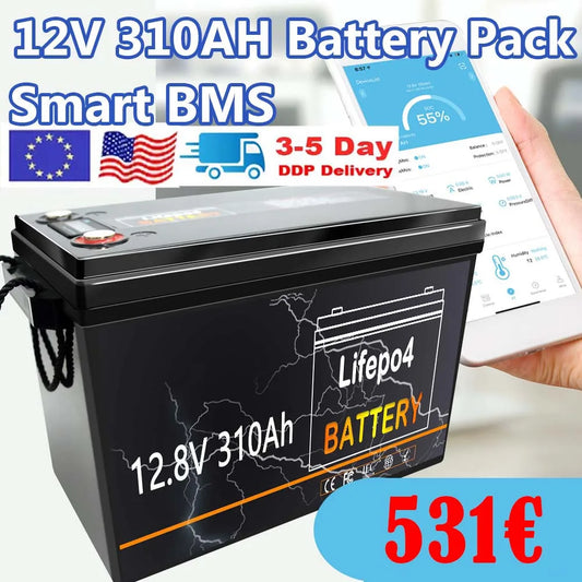 12V 50Ah 100ah 310ah LiFePO4 BatteryPack Lithium Iron Phosphate Batteries Built-in Smart 60A 200A 100A BMS For Solar Boat