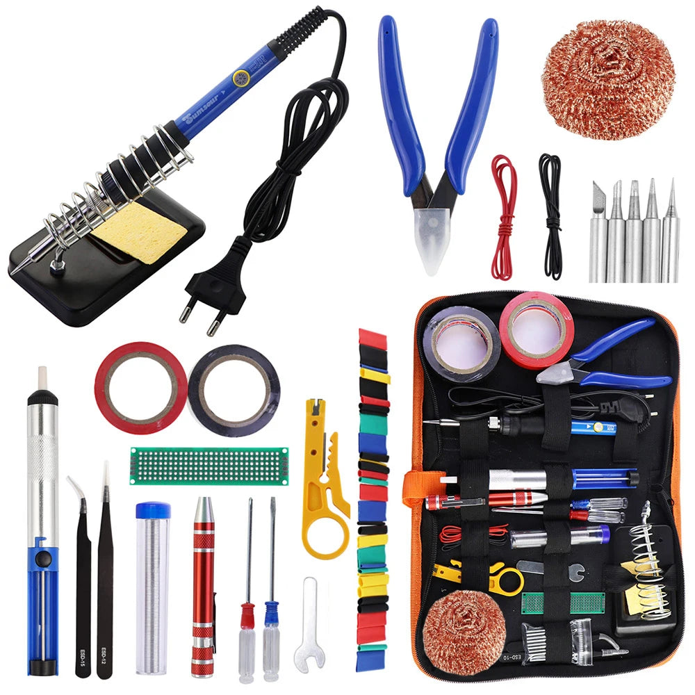 Electric soldering iron Kit Set Adjustable Temperature Digital Display Welding Station Heat Insulation Working Mat Repair Tools