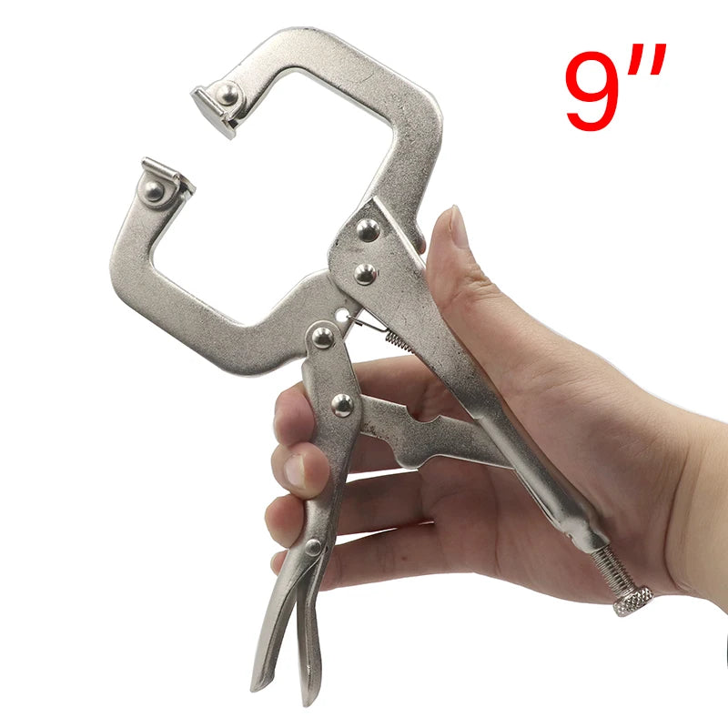 C Clamp weld Clip Woodwork Fix Plier Pincer Tong Steel Hand toolTenon Locator Grip Vise Lock Jaw Swivel Pad Wood Work Alloy