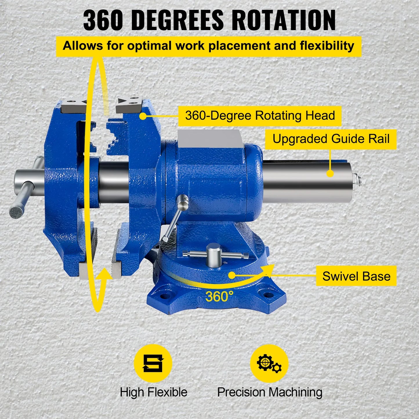 VEVOR Multipurpose Bench Vise  4in 5in Heavy Duty Ductile Cast Iron With 360° Swivel Base and Head for Clamping Fixing Grinding