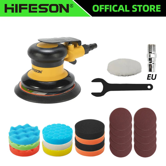 HIFESON Pneumatic Orbital Sander Air Grinder，125mm/150mm Vacuum Eccentric Polishing/Grinding Machine Pneumatic Tools