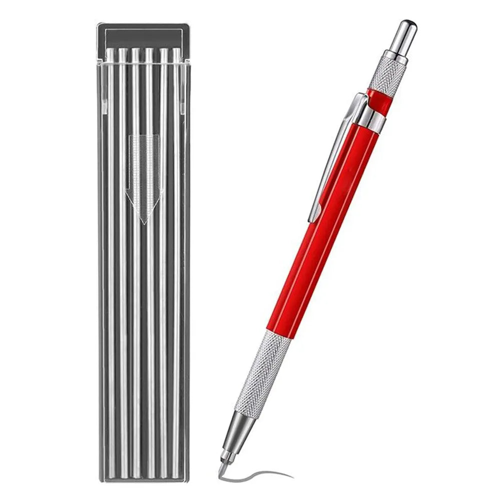 Welding Pencil With 12PCS Silver Streak Refills Mechanicalhs Metal Marker  Welding Fabrication Red Equipment Accessories