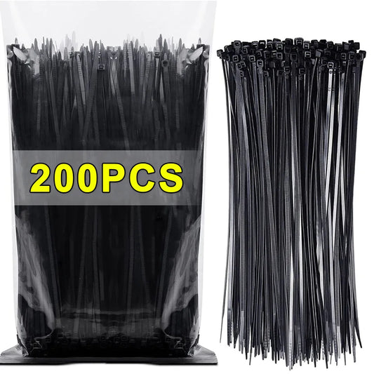 200/100Pcs Nylon Cable Ties Adjustable Self-locking Zip Tie