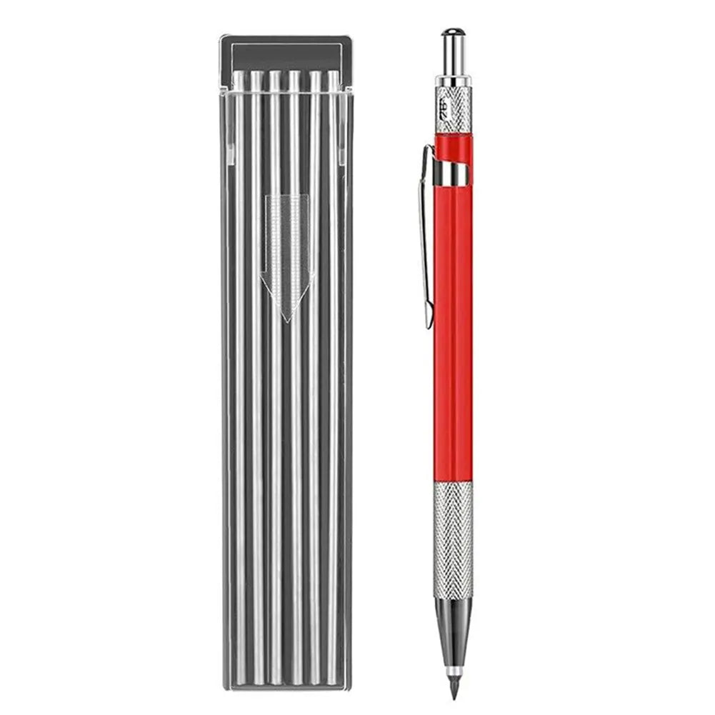 Welding Pencil With 12PCS Silver Streak Refills Mechanicalhs Metal Marker  Welding Fabrication Red Equipment Accessories