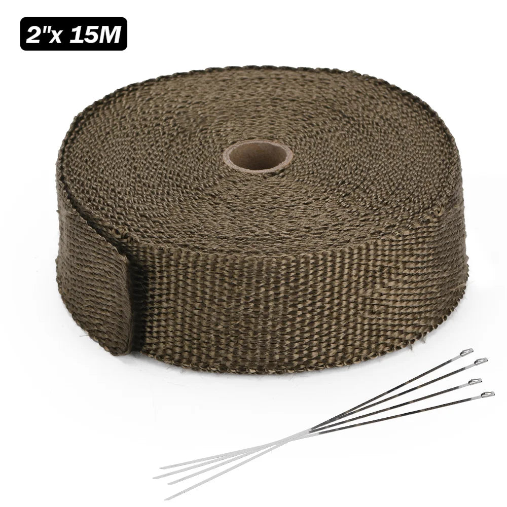 5M/10M/15M Motorcycle Exhaust Thermal Tape Header Heat Wrap Manifold Insulation Roll Resistant with Stainless Ties