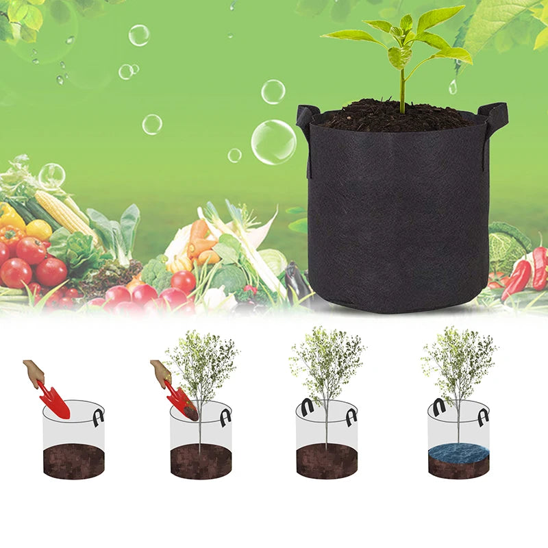 5pcs 3/4/5/7 Gallon Grow Bags Fabric Felt Planter Flower Planting Pots