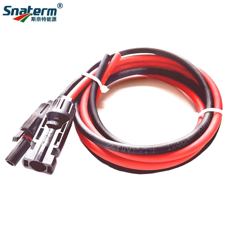 1 Pair Solar Panel Extension Cable Copper Wire Black and Red with solar Connector Solar PV Cable 6/4/2.5 mm2 10/12/14 AWG