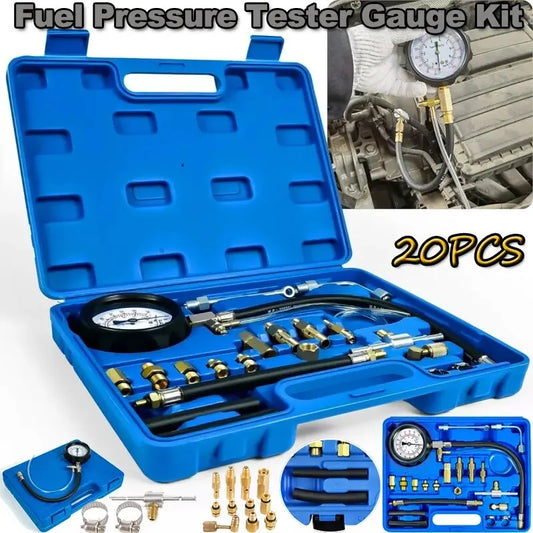 Fuel Pressure Tester Gauge Kit 140PSI Automotive Engine Injector Pump Test Motorcycle Gasoline Gas Injection Manometer Tool Set