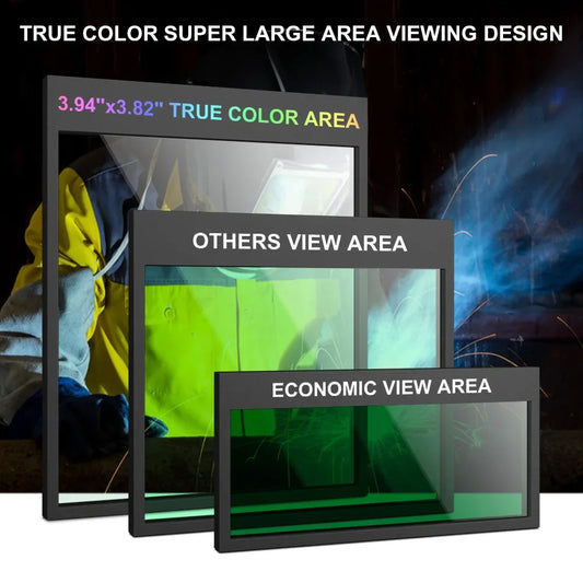 Welding Helmet 4 Sensors with Grinding mode, Solar Li Battery Auto Darkening Welding Mask, and lenses.