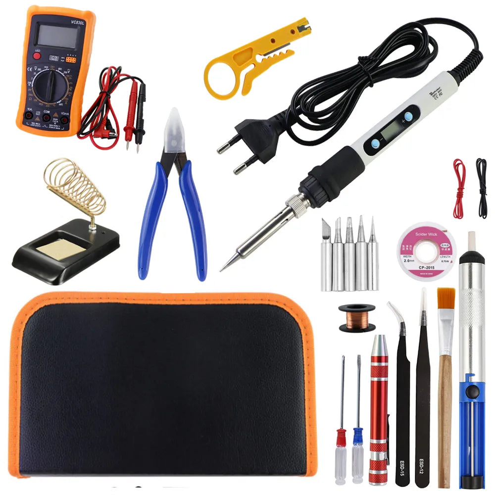 Electric soldering iron Kit Set Adjustable Temperature Digital Display Welding Station Heat Insulation Working Mat Repair Tools