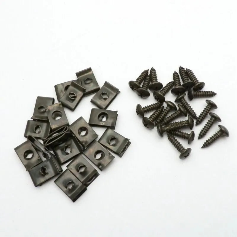 20PCS Metal U-type Clip With Screw For Car Bumper Fender Trim Panel Fasteners Leaf Board Fastener Grommet Screw Clips Gasket