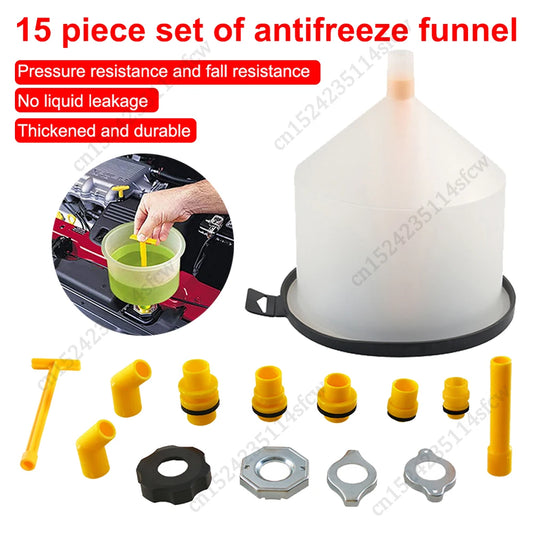 Car Radiator Coolant Filling Funnel Kit Spill Proof Coolant Filling Kit Universal Car Plastic Filling Funnel Spout Pour Oil Tool