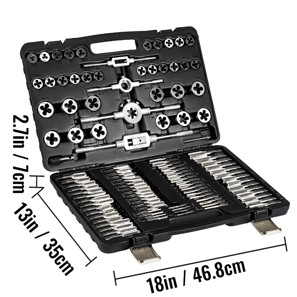 110 Pcs Tap  Die Set Tungsten Steel Titanium Tap  Tool Box Mechanic Tools