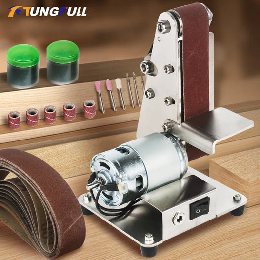 Mini Belt Sander Grinder DIY Polishing Grinding Machine Mini Electric Belt Sander Cutter Edges Sharpener 7 gears