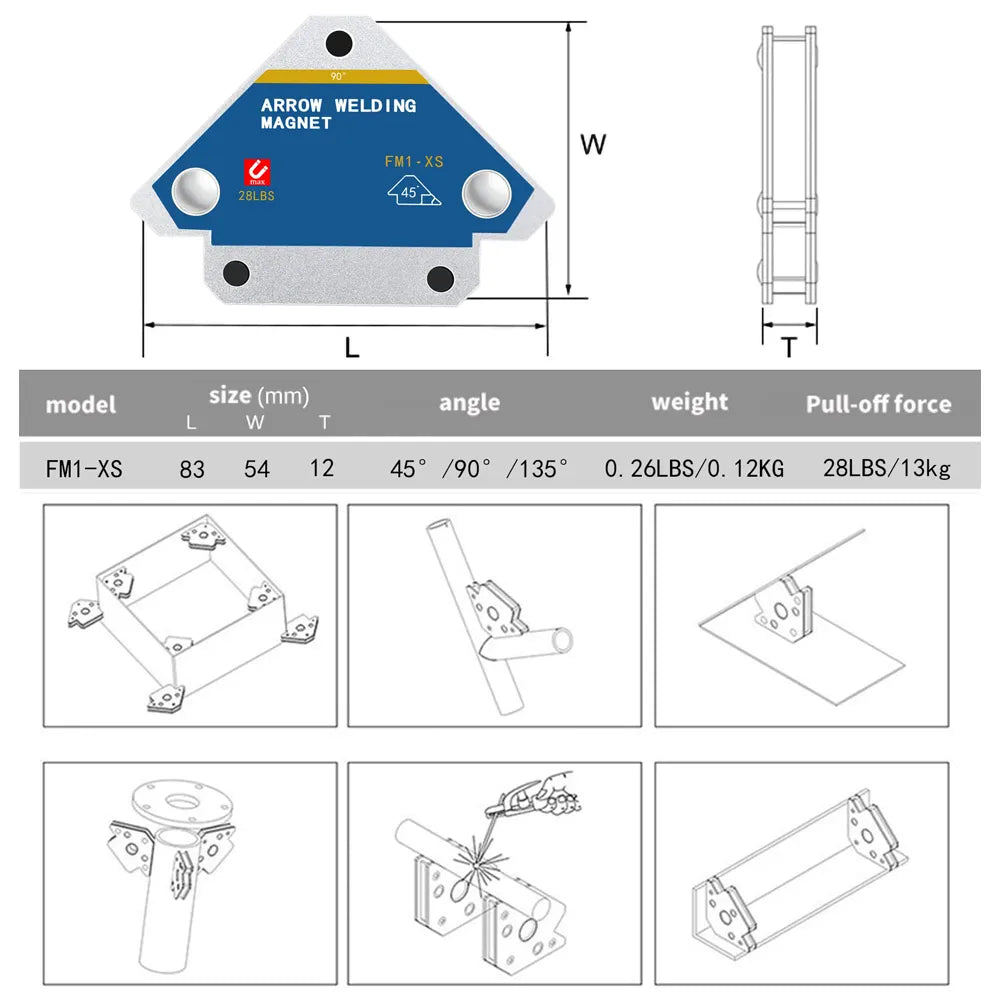 2pcs 25KG Magnetic Welding Holders Angle Solder Arrow Magnet Weld Fixer Positioner Ferrite Holding Auxiliary Locator Tools