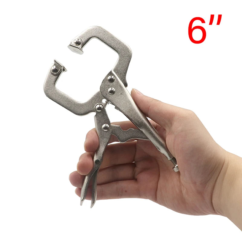 C Clamp weld Clip Woodwork Fix Plier Pincer Tong Steel Hand toolTenon Locator Grip Vise Lock Jaw Swivel Pad Wood Work Alloy