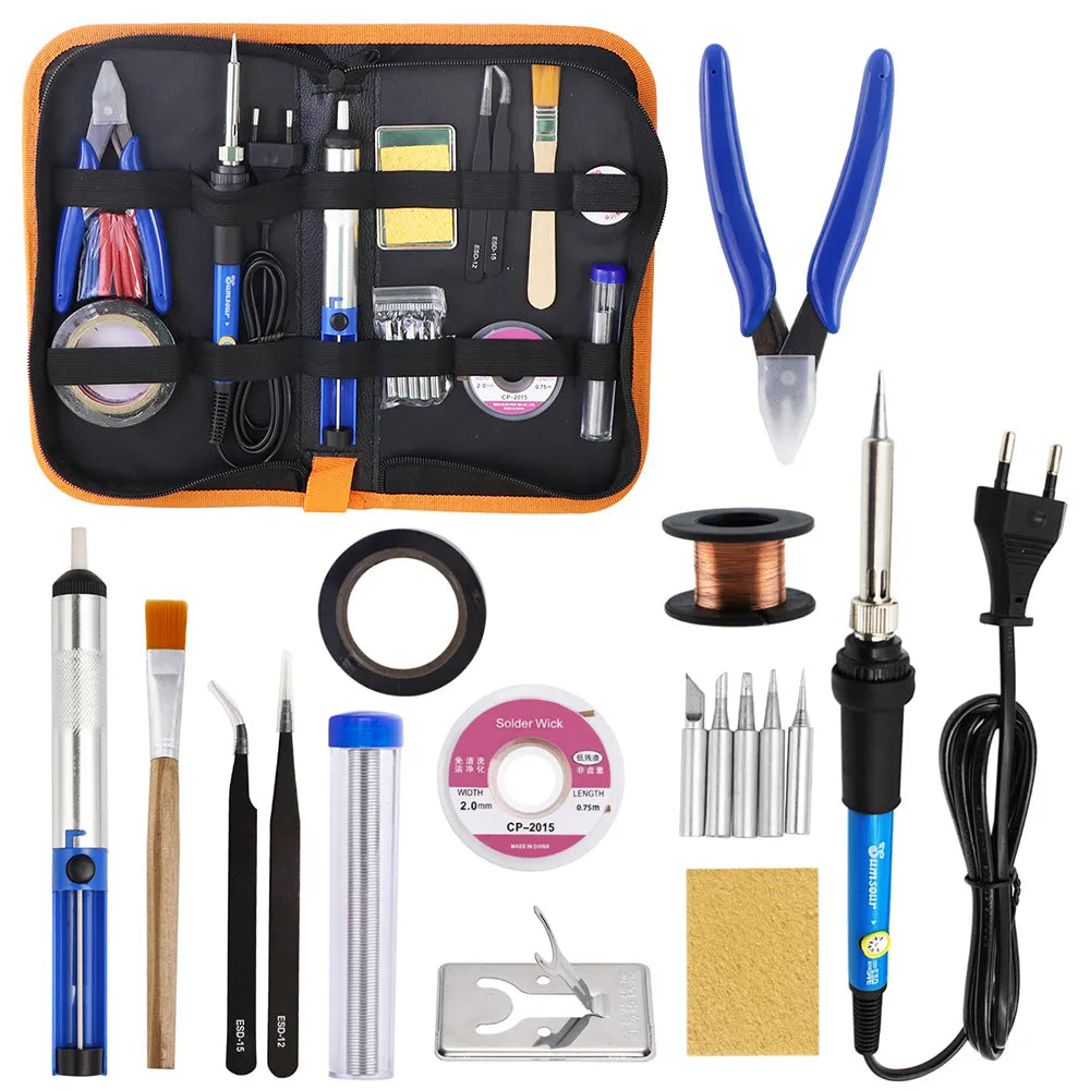 Electric soldering iron Kit Set Adjustable Temperature Digital Display Welding Station Heat Insulation Working Mat Repair Tools