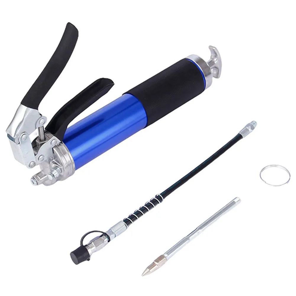 Manual Grip Grease Gun Aluminum Alloy Mini Grease Gun 400CC Handheld Grease Filling 6000-7000PSI with Flexible Hose