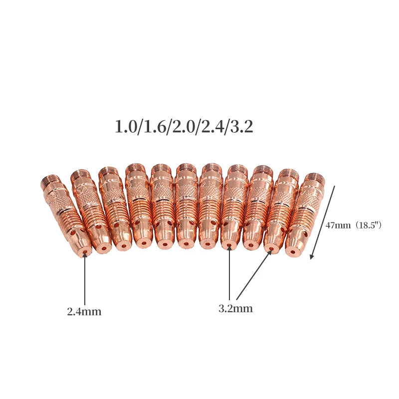 10Pcs Argon Welding TIG Inverter DC Welding Machine/Equipment 1.6mm/2.0mm/2.4mm/3.0mm/3.2mm TIG Tungsten Collet Body and Collet