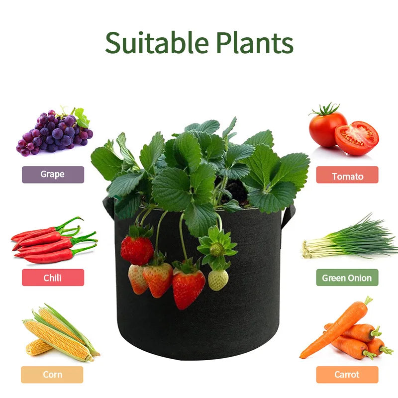 5pcs 3/4/5/7 Gallon Grow Bags Fabric Felt Planter Flower Planting Pots